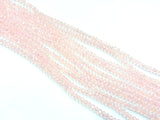 玻璃珠, 3x3.5mm, 切面扁珠, 鍍面透明水粉色 (#26L)