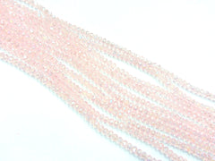 玻璃珠, 3x3.5mm, 切面扁珠, 鍍面透明水粉色 (#26L)