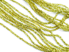 玻璃珠, 2x3mm, 切面扁珠, 黃色 (染色)