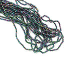 Glass beads, 2x3mm faceted rondelle, jet AB (#33) | 玻璃珠, 2x3mm, 切面扁珠, 黑五彩 (#33)