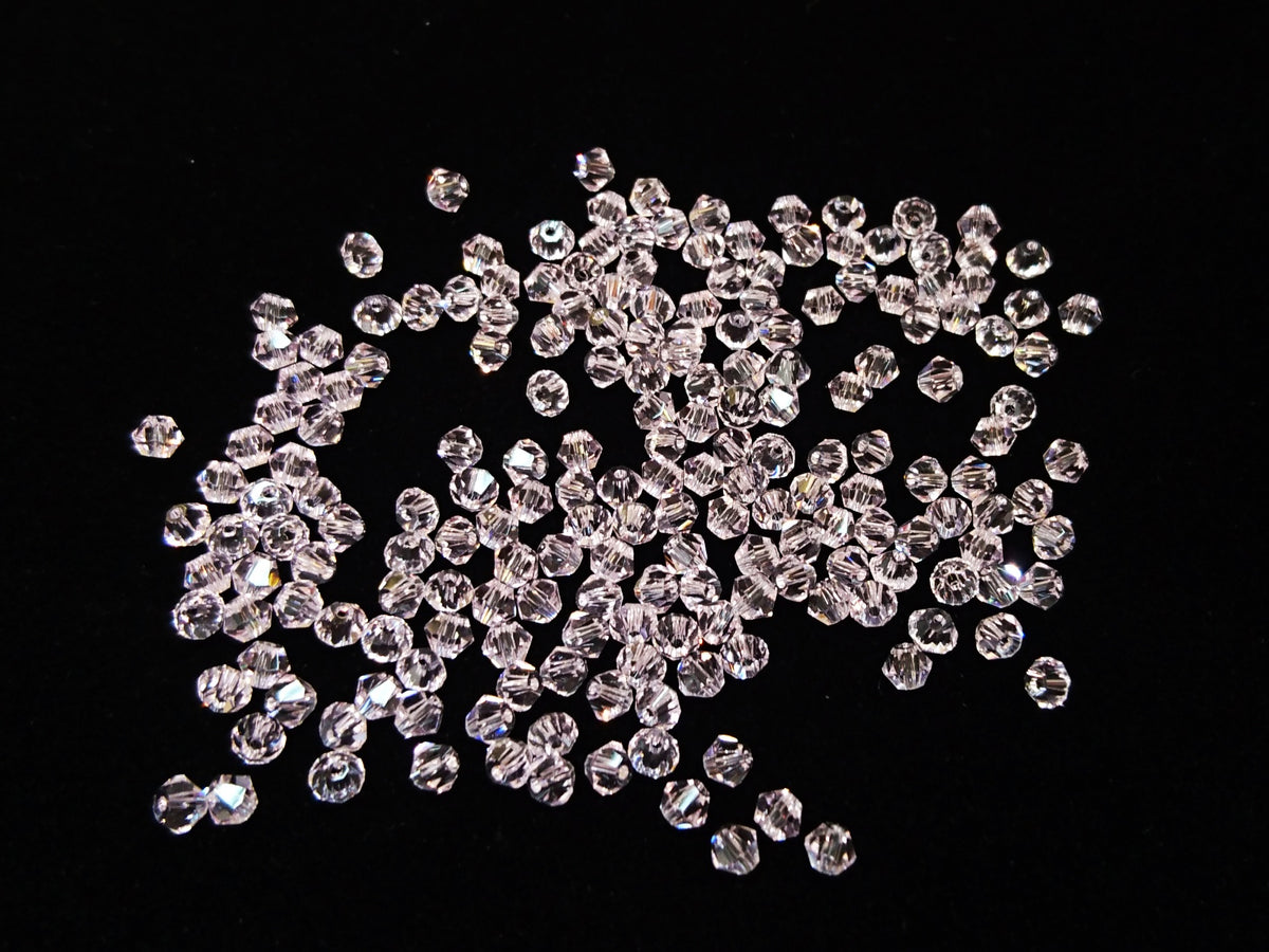 雙尖水晶玻璃, 3mm, 粉紅色, 144粒