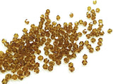 Bicone Glass Bead, 4mm, dark goldenrod, 144 Pcs | 雙尖水晶玻璃, 4mm, 啡黃, 144粒