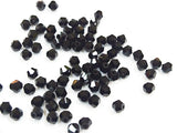 Bicone Glass Bead, 4mm, Black, 144 Pcs | 雙尖水晶玻璃, 4mm, 實色黑, 144粒