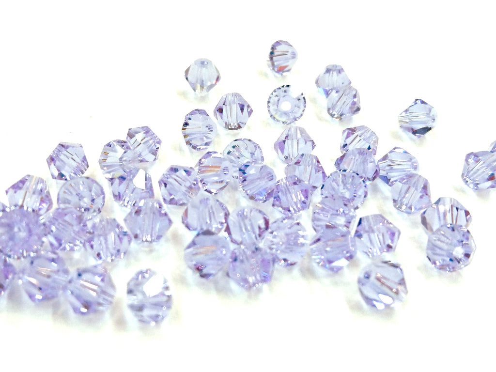 Bicone Glass Bead, 5mm, lavender, 72pcs | 雙尖水晶玻璃, 5mm, 淺薰衣草, 72粒