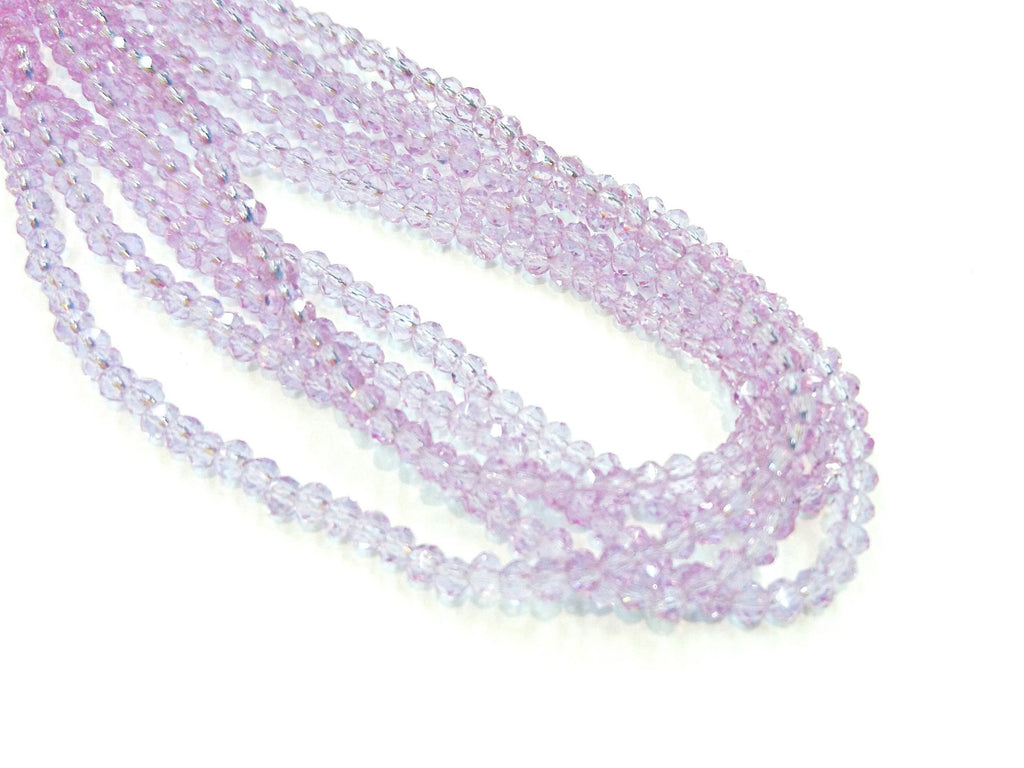 玻璃珠, 3x3.5mm, 切面扁珠, 透明紫羅蘭色 (#27)
