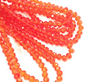 Glass beads 5x6mm faceted rondelle, Transparent Orange (#24) | 玻璃珠, 5x6mm, 切面扁珠, 透明橙色 (#24)
