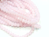 Glass beads 5x6mm faceted rondelle, Opaque Pink (#48) | 玻璃珠, 5x6mm, 切面扁珠, 果凍粉紅色 (#48)