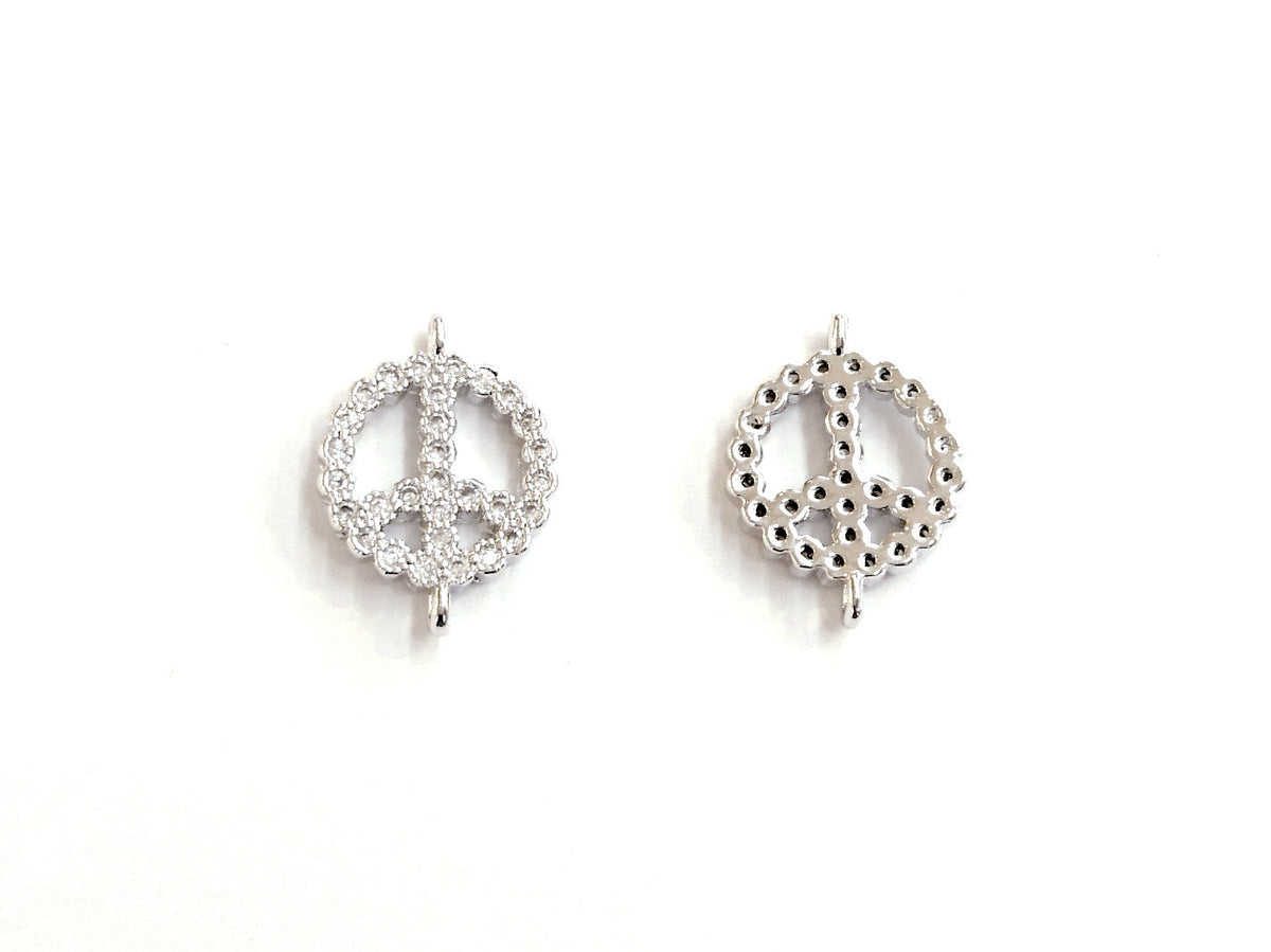 Cubic Zirconia Link, 12x16mm Peace, Price Per Piece - amakeit bead 天富