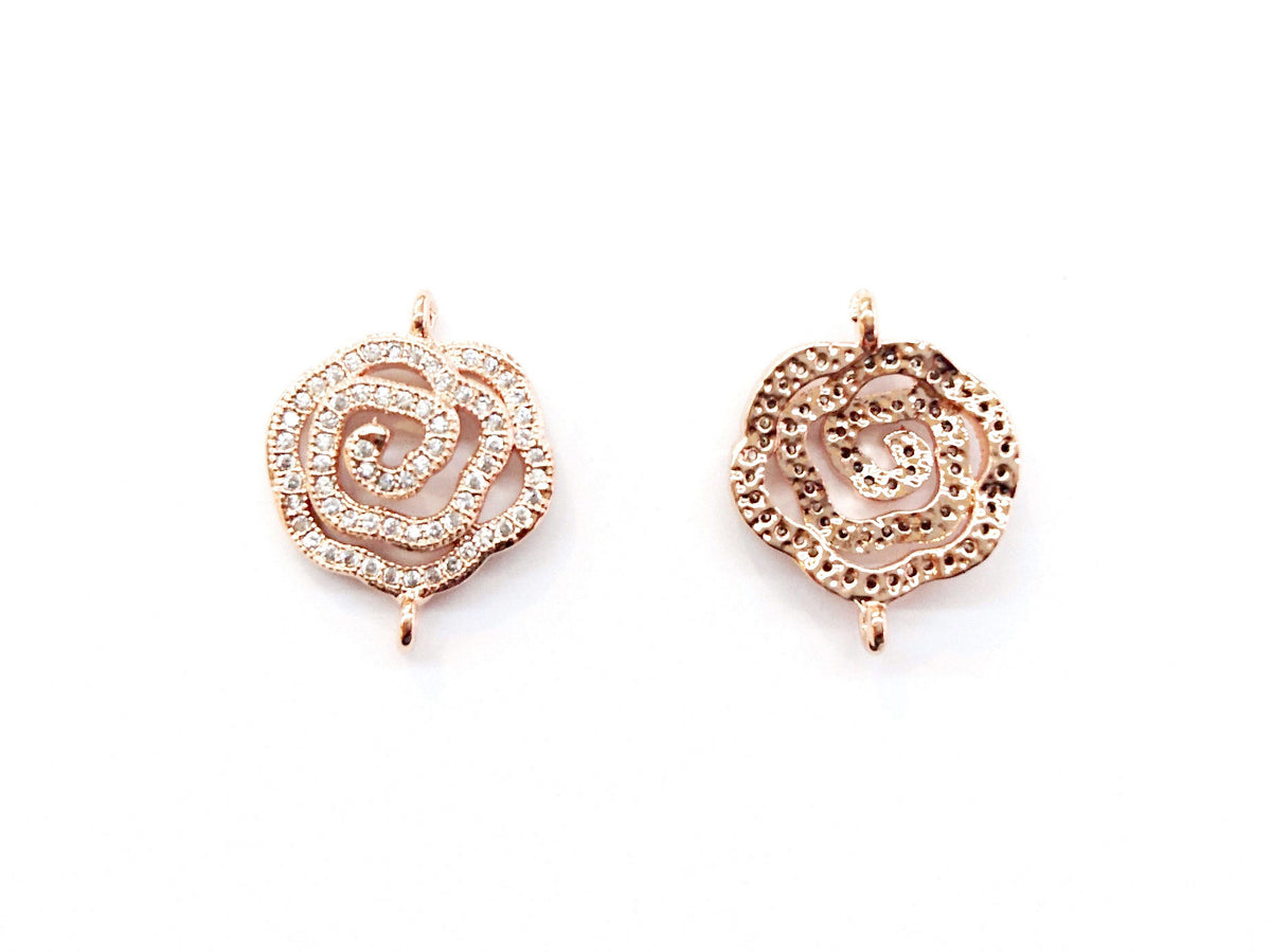 Cubic Zirconia Link, 16x20mm Rose, Price Per Piece - amakeit bead 天富