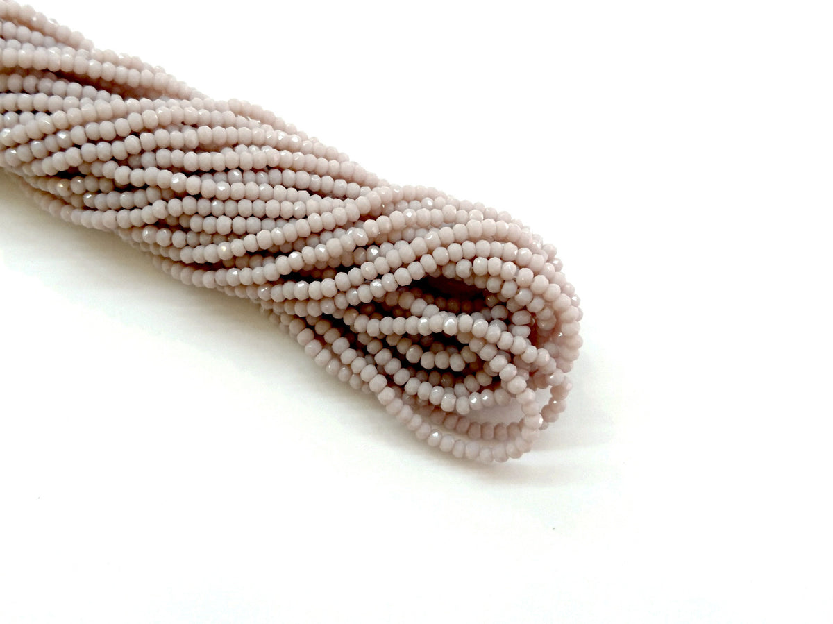 2x3mm faceted rondelle glass beads, Solid Light RosyBrown (#62) - amakeit bead 天富