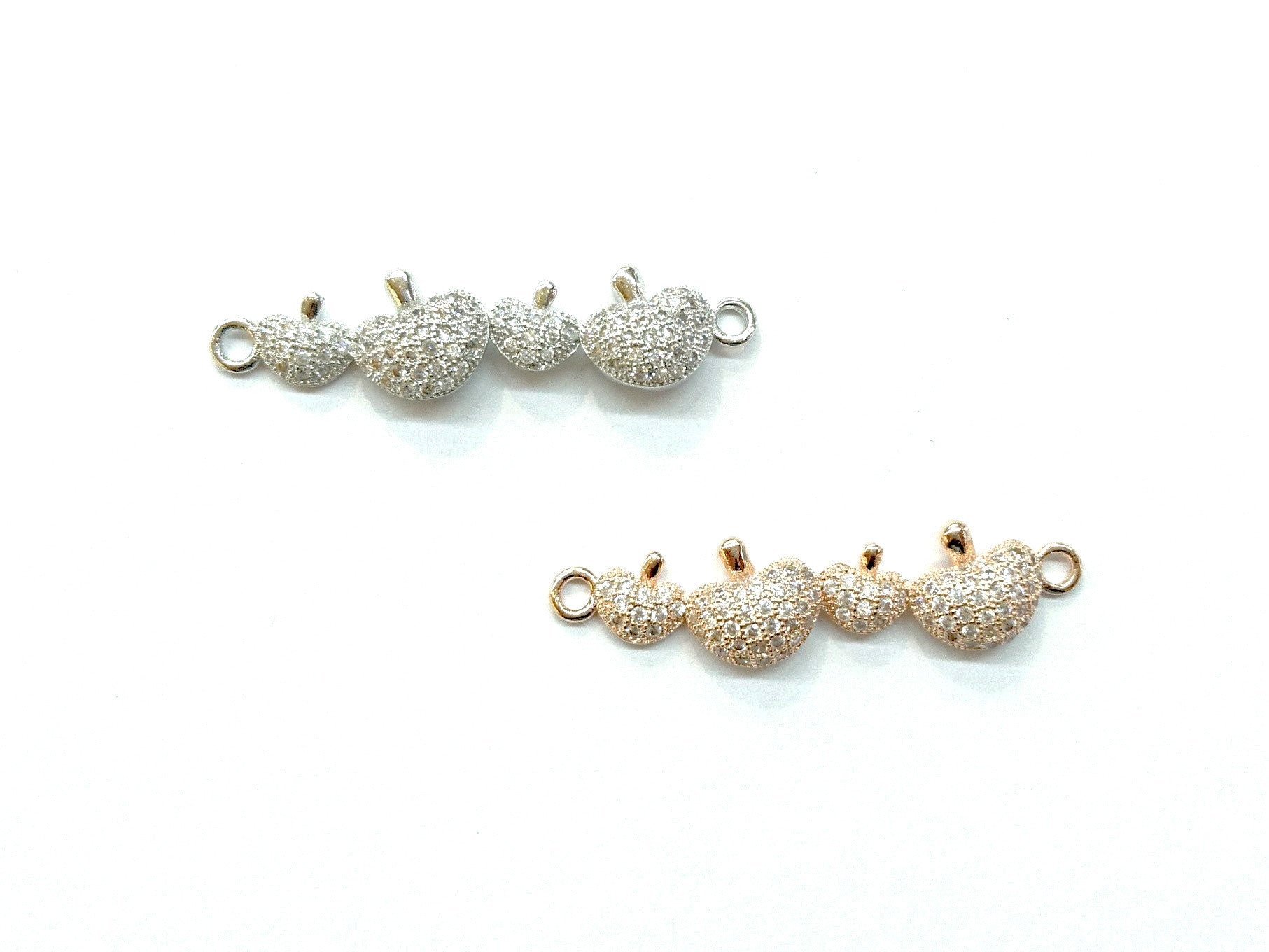 Cubic Zirconia Link, 9x37mm Apples, Price Per Piece - amakeit bead 天富