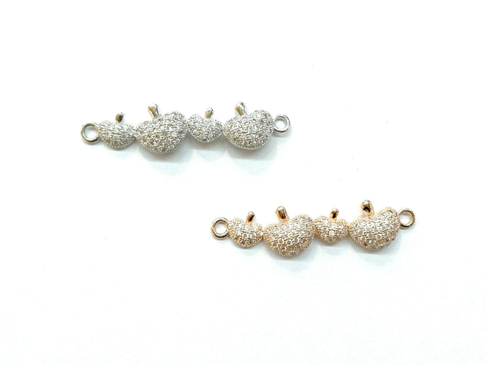 Cubic Zirconia Link, 9x37mm Apples, Price Per Piece - amakeit bead 天富
