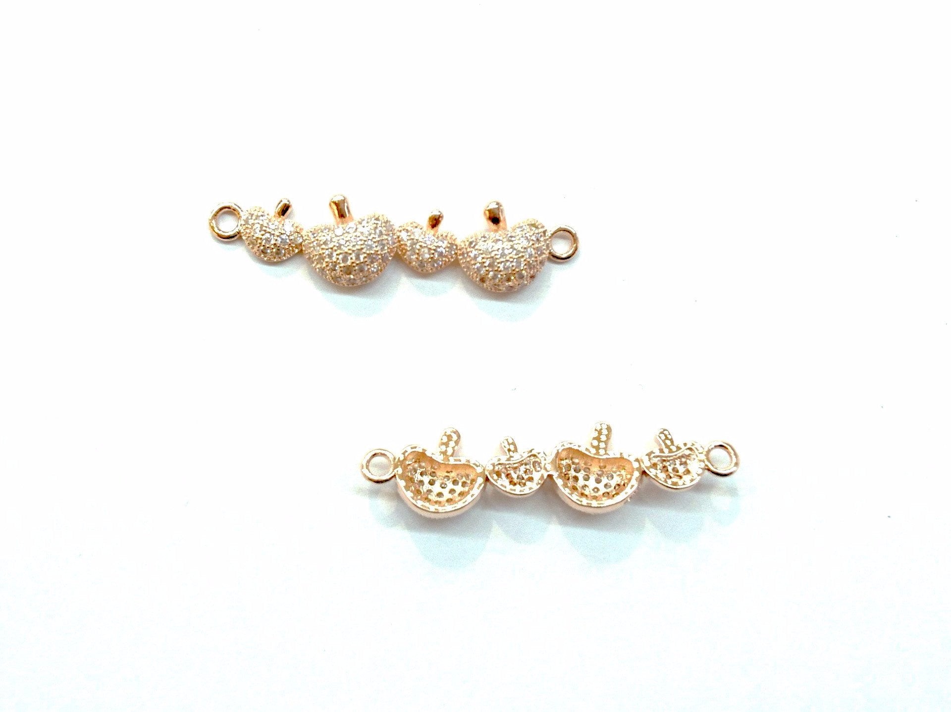 Cubic Zirconia Link, 9x37mm Apples, Price Per Piece - amakeit bead 天富