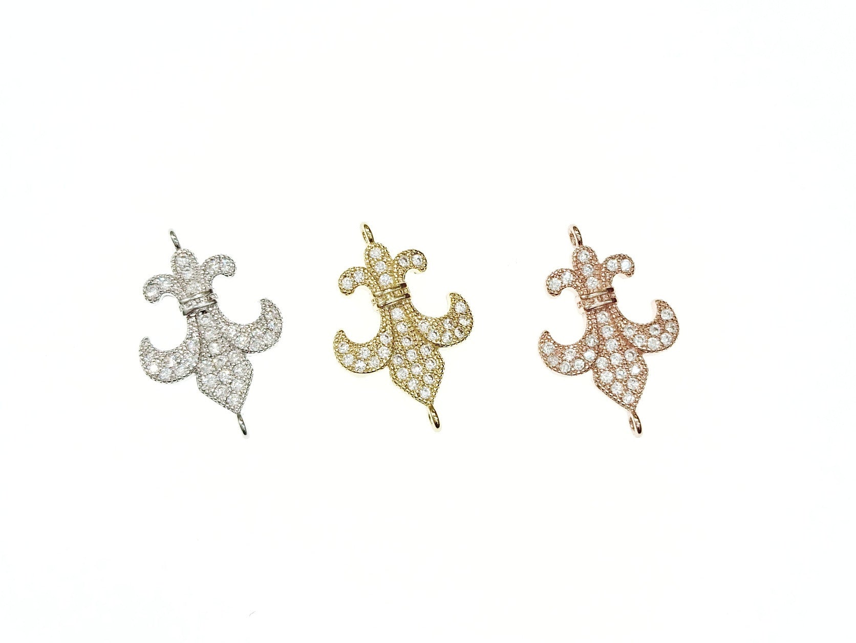 Cubic Zirconia Link, 17mm Spearhead Charm, Price Per Piece - amakeit bead 天富