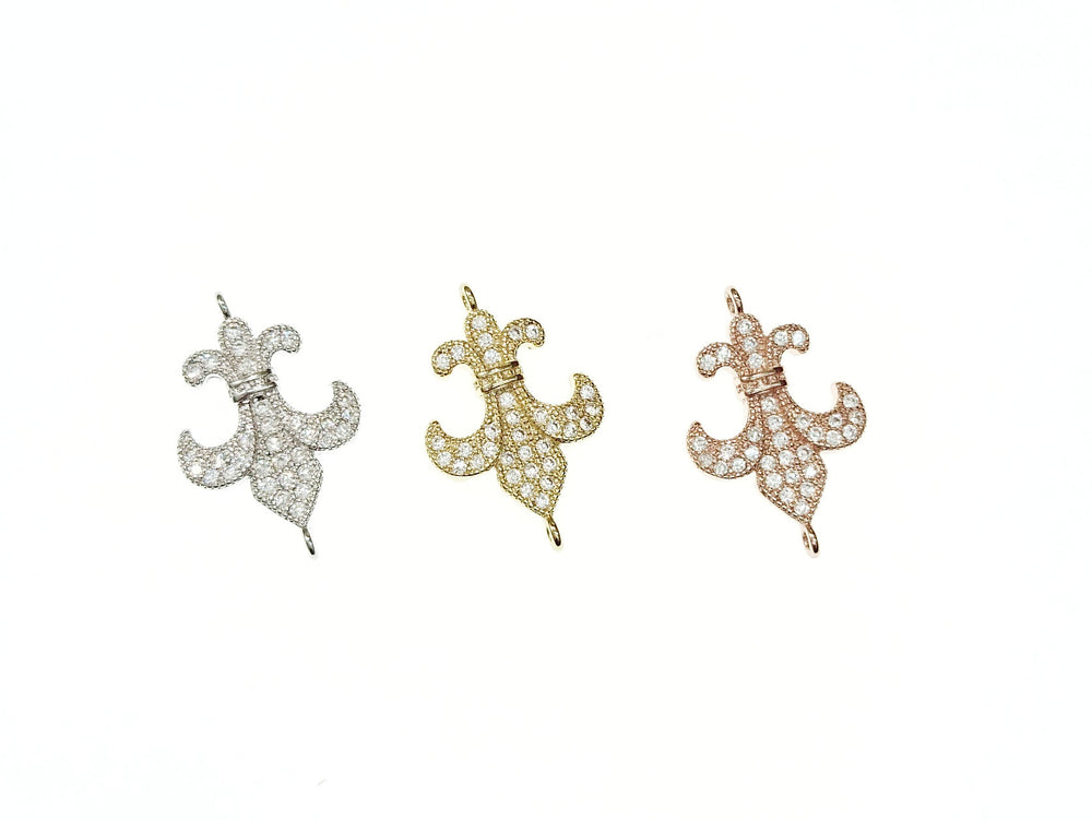 Cubic Zirconia Link, 17mm Spearhead Charm, Price Per Piece - amakeit bead 天富