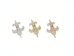Cubic Zirconia Link, 17mm Spearhead Charm, Price Per Piece - amakeit bead 天富