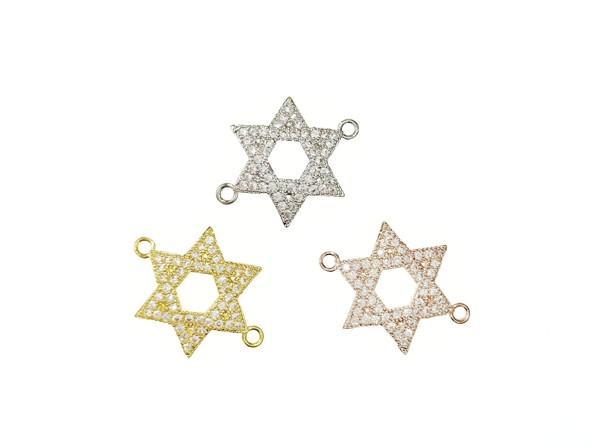 Cubic Zirconia Link, 21mm Star of David, Price Per Piece - amakeit bead 天富