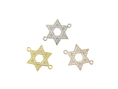 Cubic Zirconia Link, 21mm Star of David, Price Per Piece - amakeit bead 天富