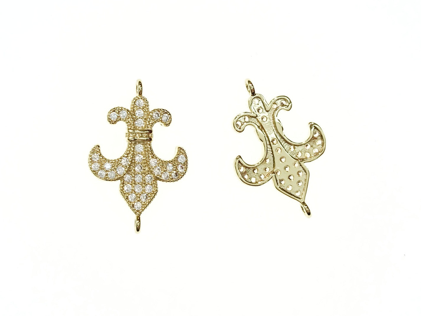 Cubic Zirconia Link, 17mm Spearhead Charm, Price Per Piece - amakeit bead 天富