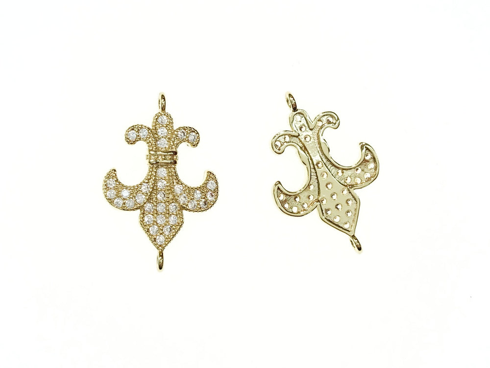 Cubic Zirconia Link, 17mm Spearhead Charm, Price Per Piece - amakeit bead 天富