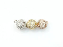Rhinestone Magnetic Clasp, 10mm Ball, Clear Cubic Zirconia, Price Per Piece - amakeit bead 天富