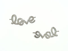 Cubic Zirconia Link, 10x27mm Love Charm, Price Per Piece - amakeit bead 天富