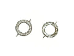 Cubic Zirconia Link, 14mm Round Charm, Price Per Piece - amakeit bead 天富