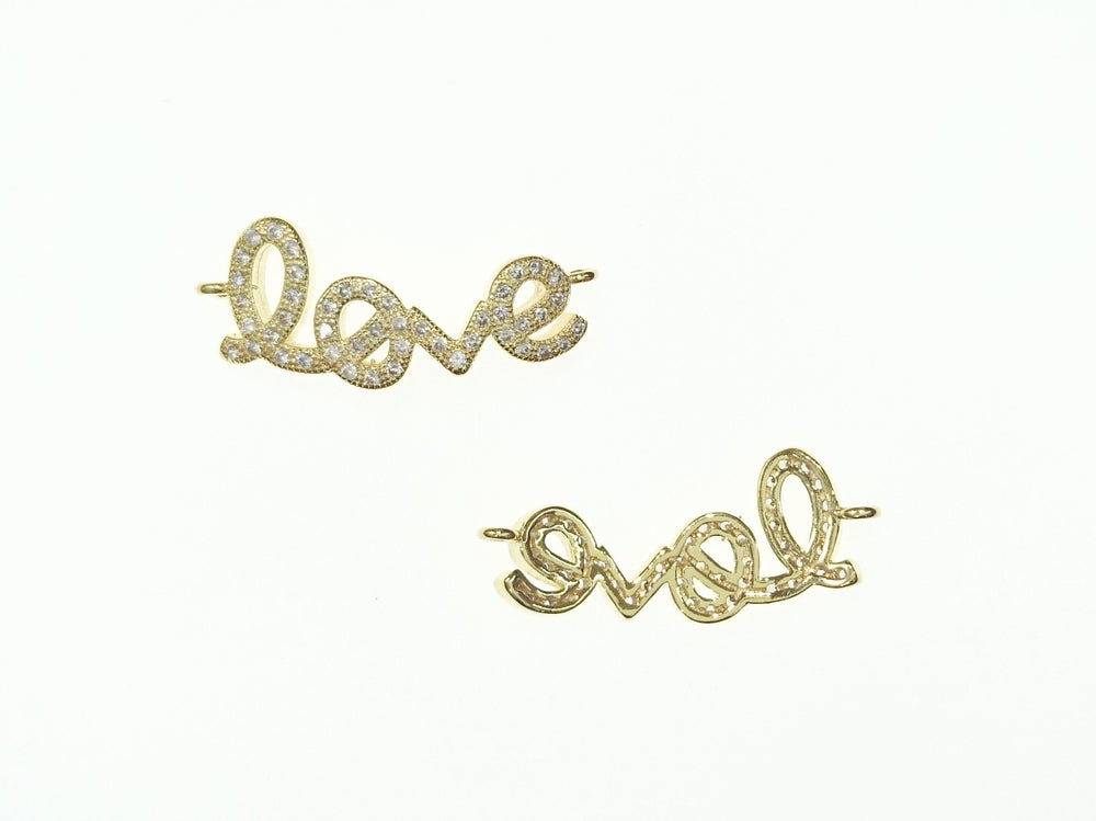 Cubic Zirconia Link, 10x27mm Love Charm, Price Per Piece - amakeit bead 天富