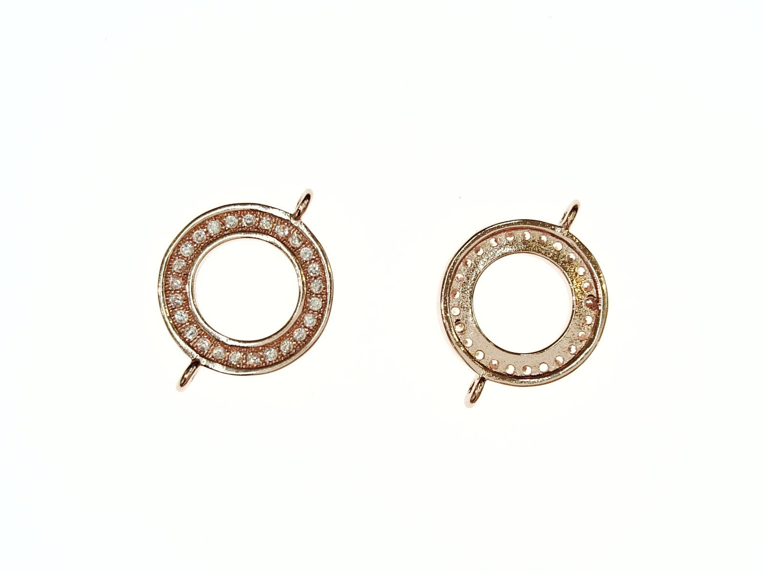 Cubic Zirconia Link, 14mm Round Charm, Price Per Piece - amakeit bead 天富