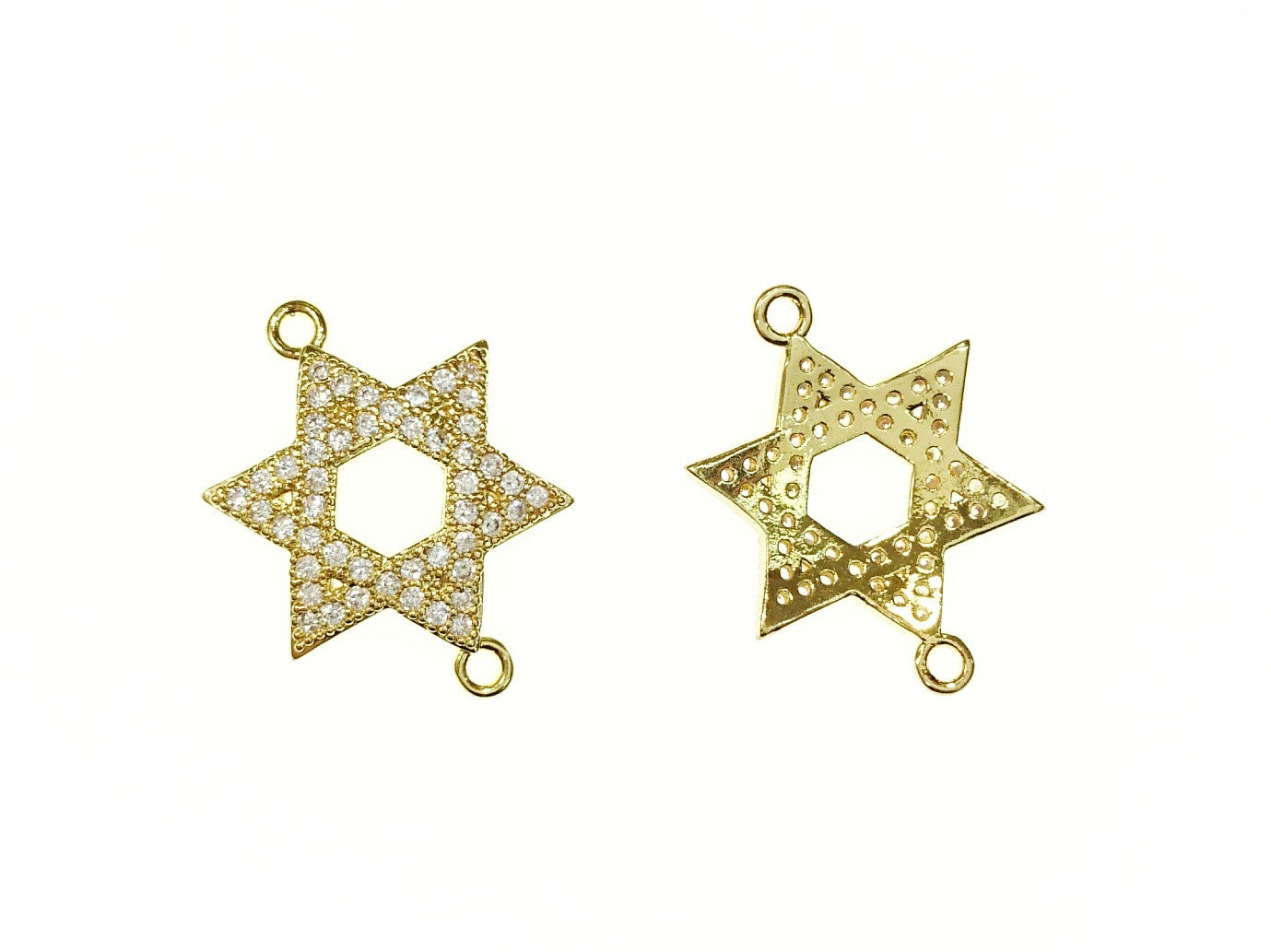 Cubic Zirconia Link, 21mm Star of David, Price Per Piece - amakeit bead 天富