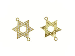 Cubic Zirconia Link, 21mm Star of David, Price Per Piece - amakeit bead 天富