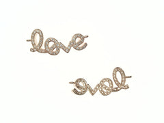 Cubic Zirconia Link, 10x27mm Love Charm, Price Per Piece - amakeit bead 天富