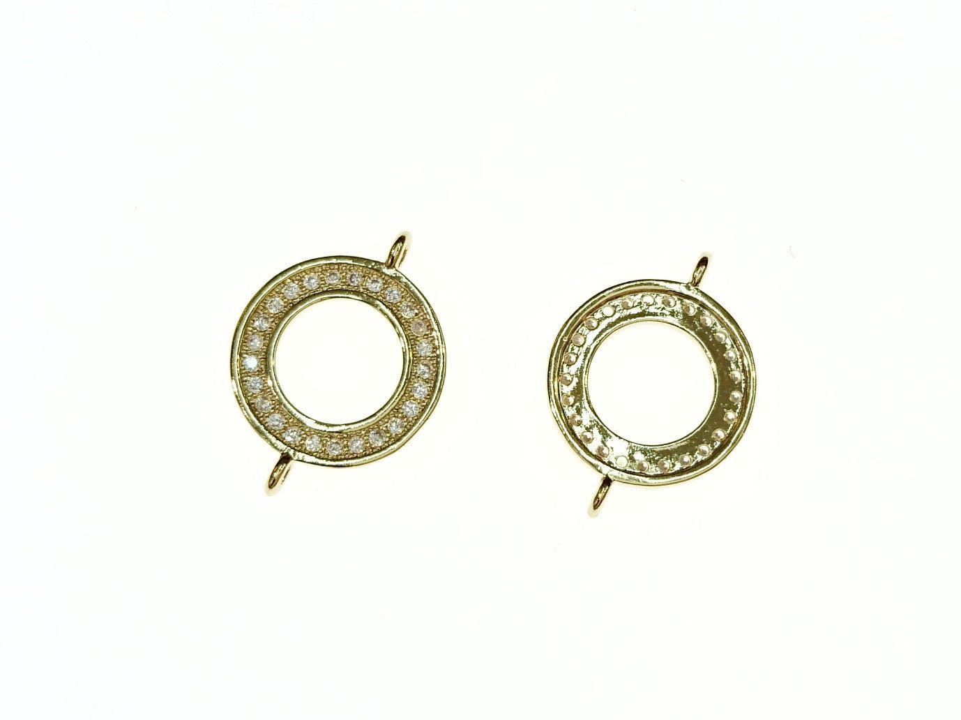 Cubic Zirconia Link, 14mm Round Charm, Price Per Piece - amakeit bead 天富