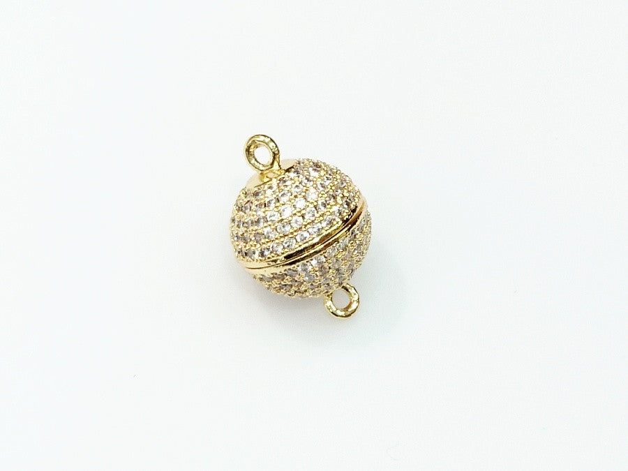 Rhinestone Magnetic Clasp, 12mm Ball, Clear Cubic Zirconia, Price Per Piece - amakeit bead 天富