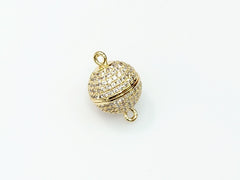 Rhinestone Magnetic Clasp, 12mm Ball, Clear Cubic Zirconia, Price Per Piece - amakeit bead 天富