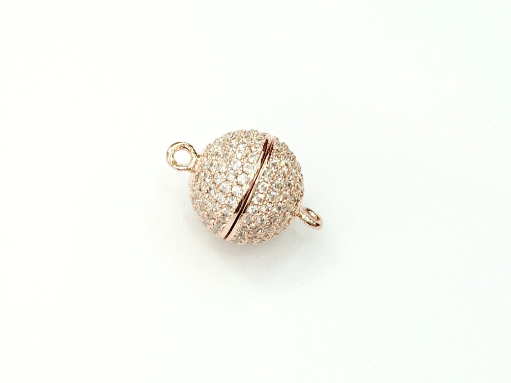 Rhinestone Magnetic Clasp, 12mm Ball, Clear Cubic Zirconia, Price Per Piece - amakeit bead 天富