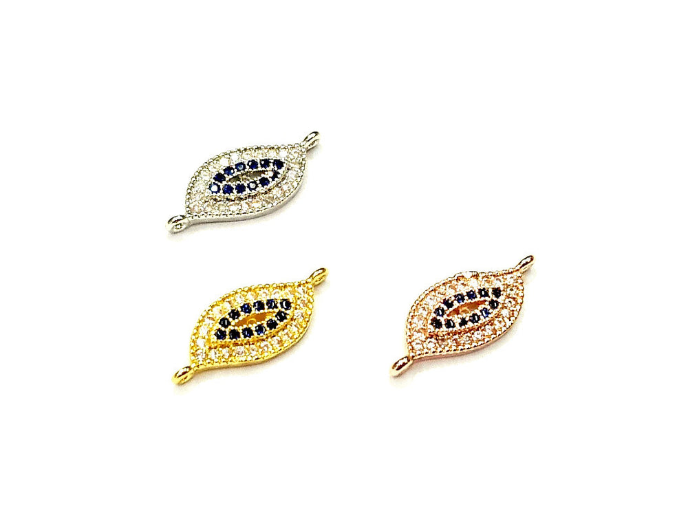 Cubic Zirconia Link, 7x18mm Turkish evil eye, Price Per Piece - amakeit bead 天富