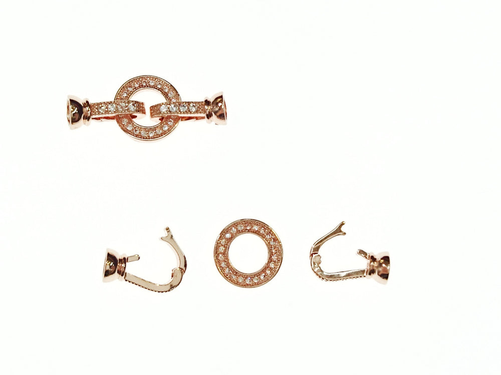 Snap Clasp, Small, 11x28mm, Round, Clear Cubic Zirconia, Price Per Piece - amakeit bead 天富