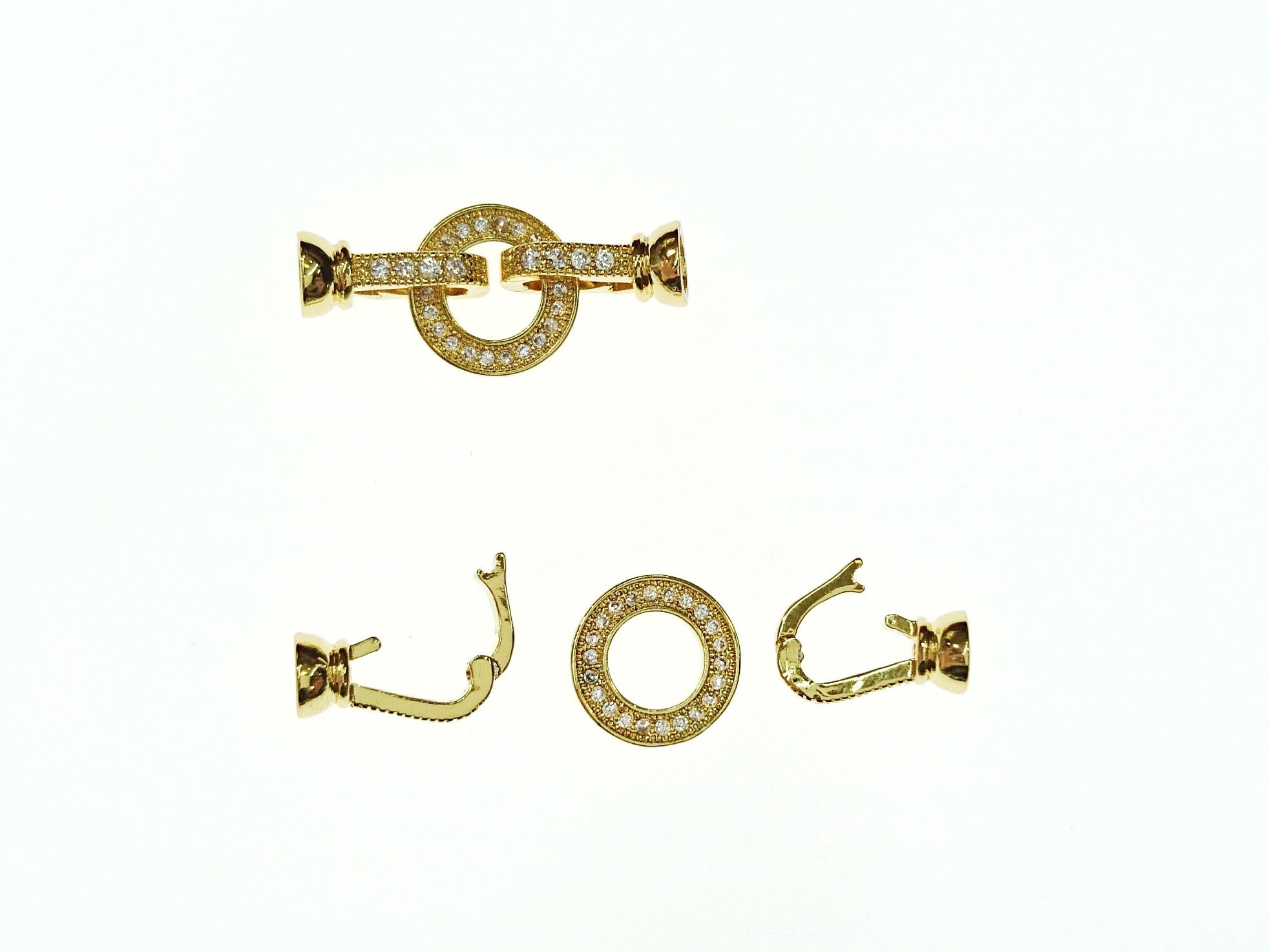 Snap Clasp, Small, 11x28mm, Round, Clear Cubic Zirconia, Price Per Piece - amakeit bead 天富