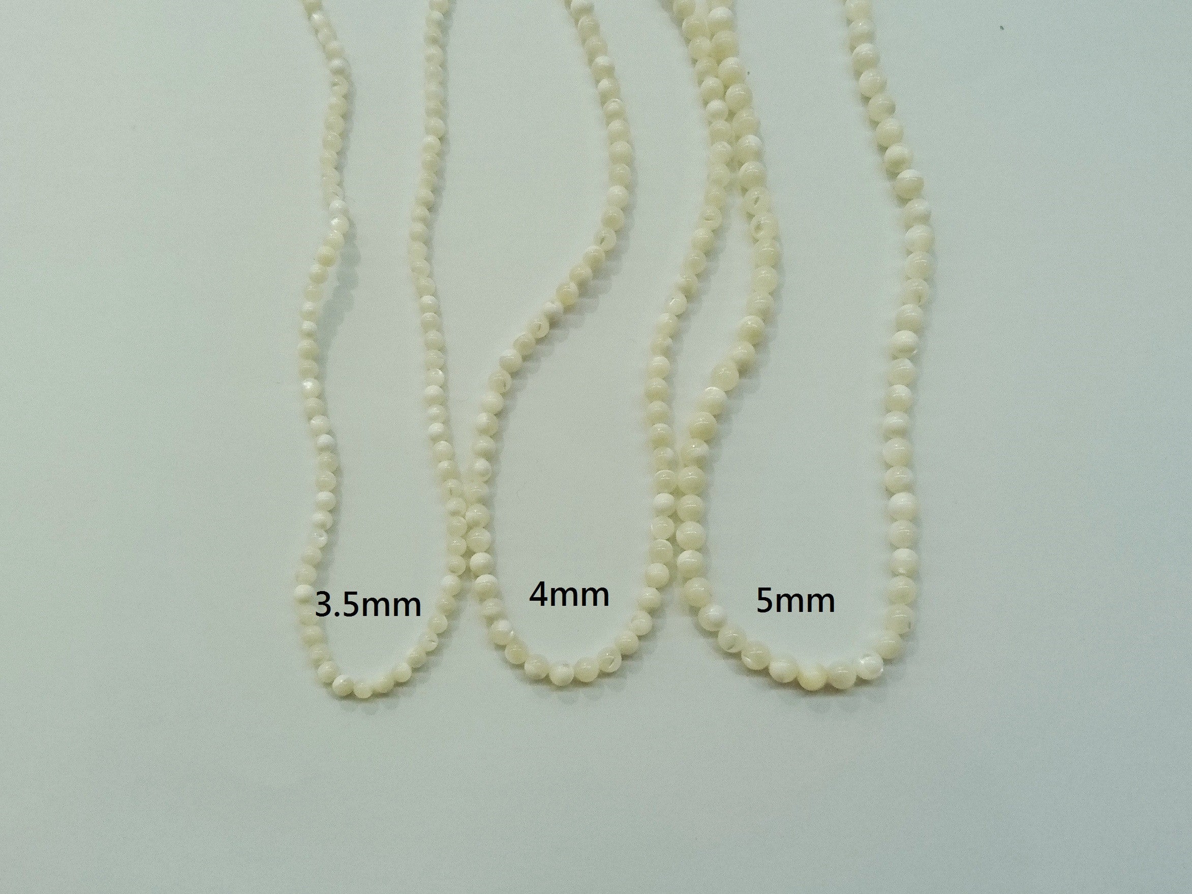 MOP shell round beads, 3.5mm to 8mm, Price Per Strand - amakeit bead 天富