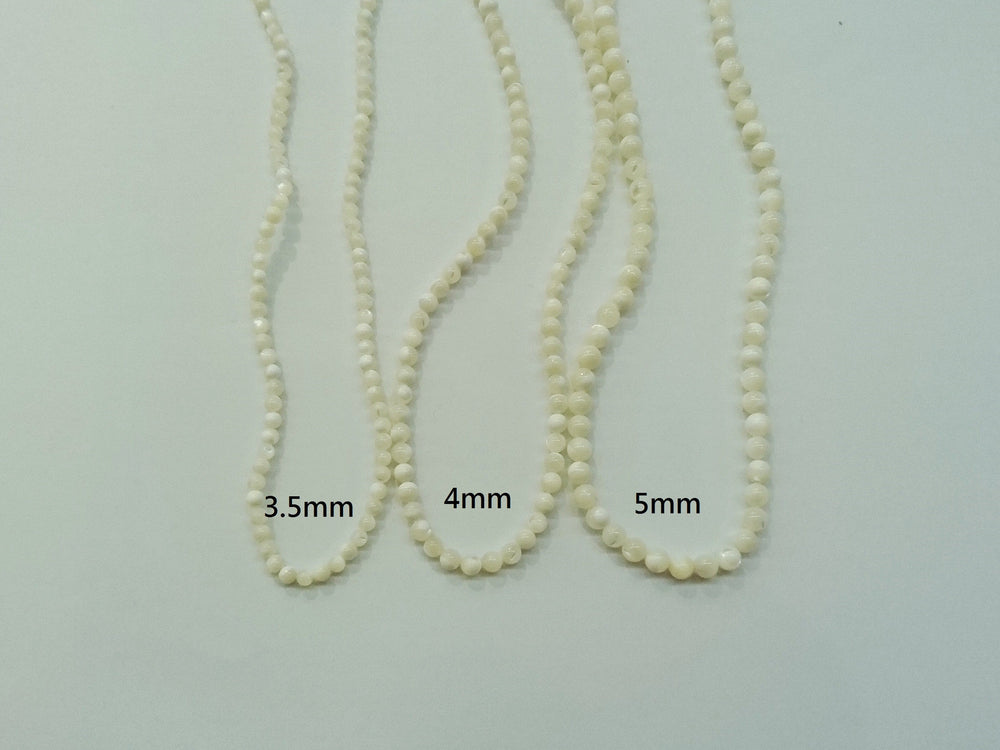 MOP shell round beads, 3.5mm to 8mm, Price Per Strand - amakeit bead 天富