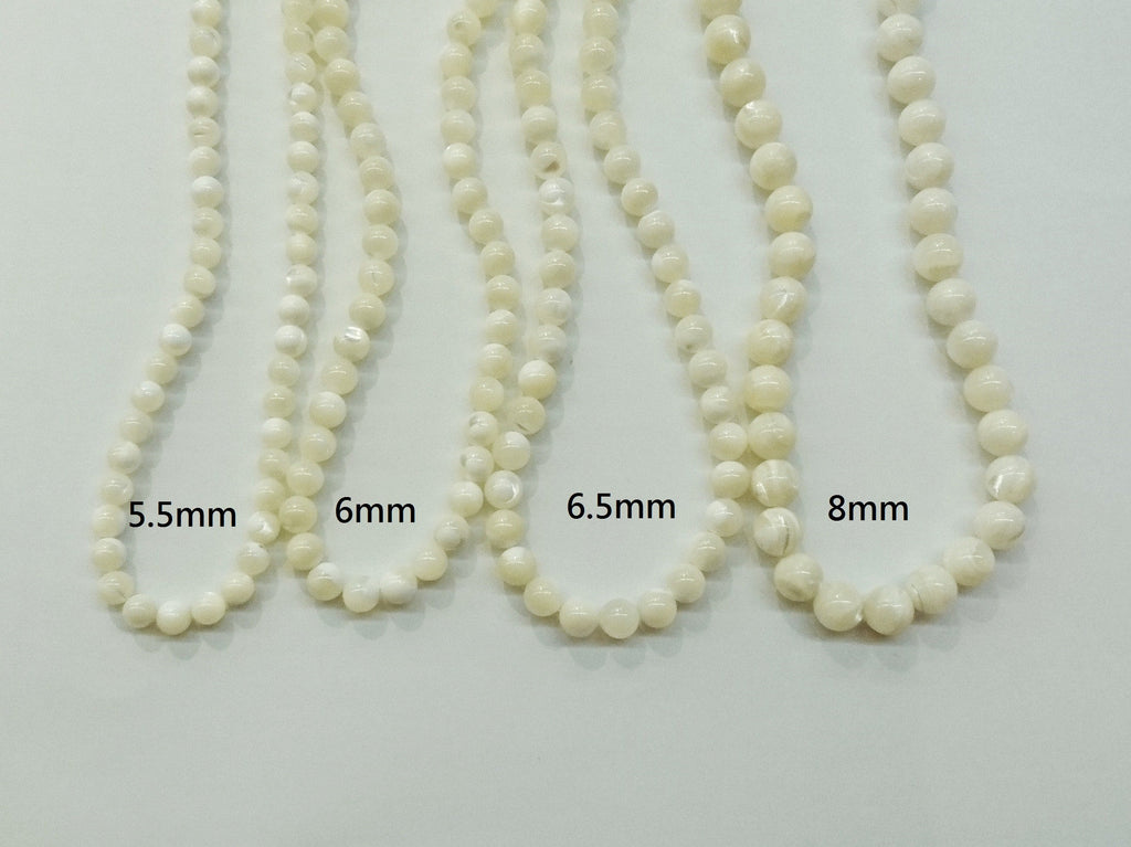 MOP shell round beads, 3.5mm to 8mm, Price Per Strand - amakeit bead 天富