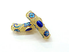 Bugle Findings, Brass, Enamel, 10x42mm, Fit 6mm cord, Price Per Piece - amakeit bead 天富