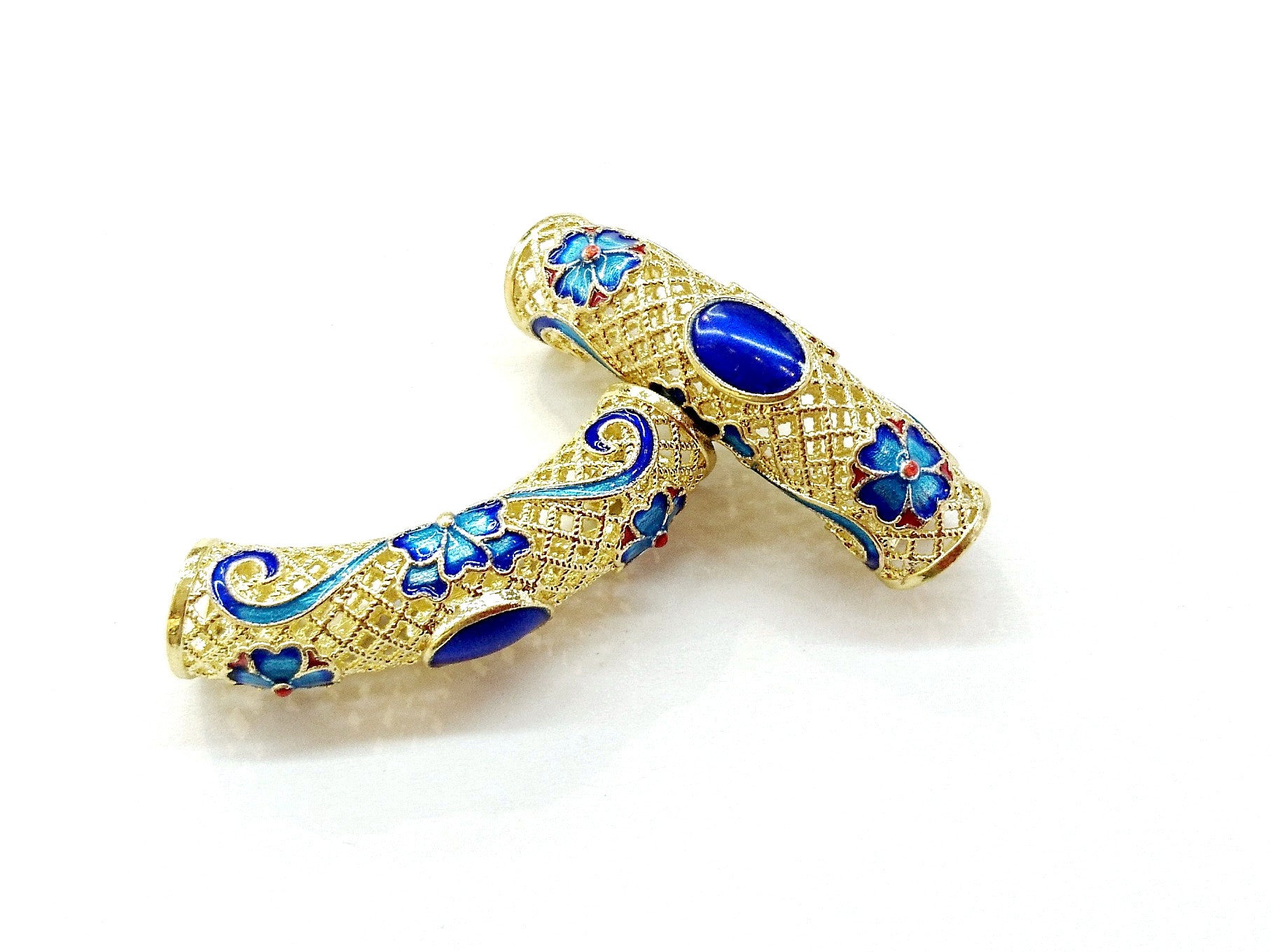 Bugle Findings, Brass, Enamel, 10x42mm, Fit 6mm cord, Price Per Piece - amakeit bead 天富