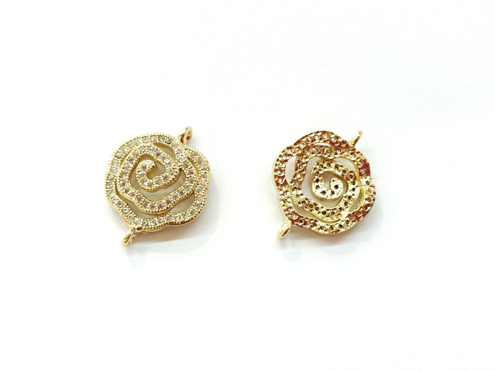 Cubic Zirconia Link, 16x20mm Rose, Price Per Piece - amakeit bead 天富