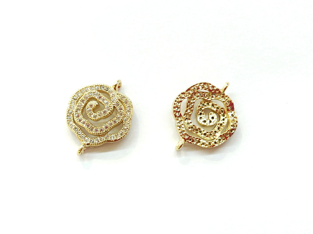 Cubic Zirconia Link, 16x20mm Rose, Price Per Piece - amakeit bead 天富