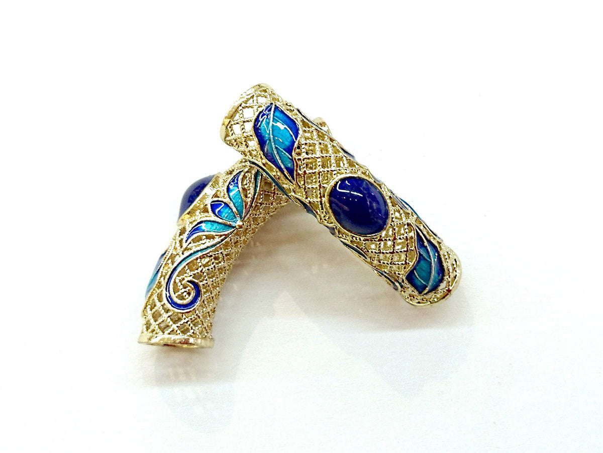 Bugle Findings, Brass, Enamel, 10x42mm, Fit 6mm cord, Price Per Piece - amakeit bead 天富