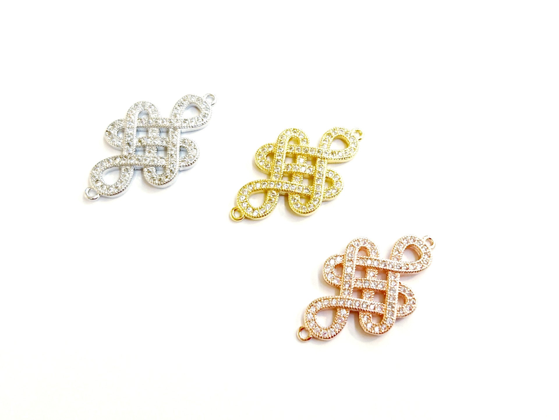 Cubic Zirconia Link, 16x29mm Lucky Charm, Price Per Piece - amakeit bead 天富