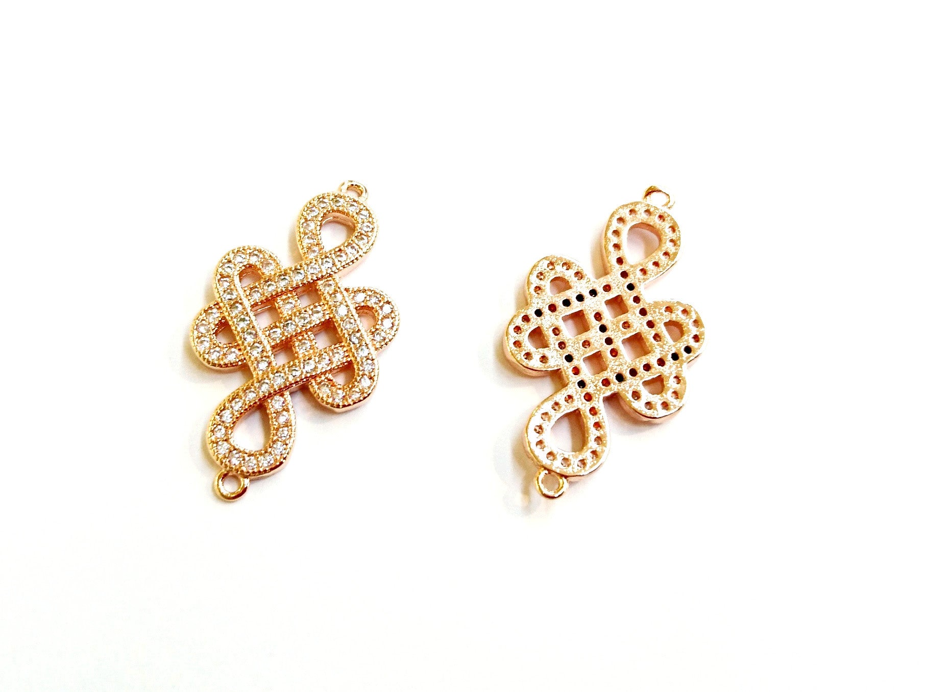 Cubic Zirconia Link, 16x29mm Lucky Charm, Price Per Piece - amakeit bead 天富