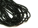 Glass beads, 2x3mm faceted rondelle, Solid Black (#02) | 玻璃珠, 2x3mm, 切面扁珠, 實黑色 (#02)